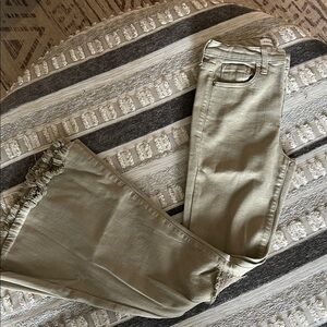 Sneak Peek Olive Green Frayed-Hem Bootcut Jeans